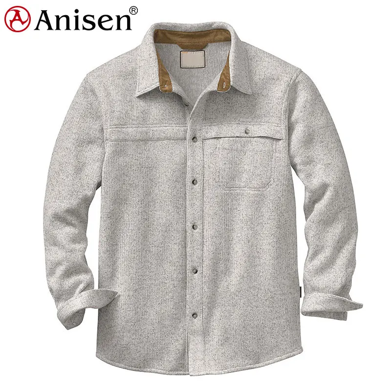 

September promotional high quality fleece man winter warm shirt