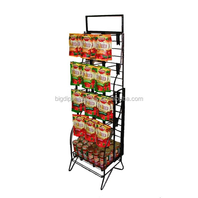 BDD-BAF78 matt black 5 shelf ornate fold-up metal display rack, bread shelves, retail bakery furniture