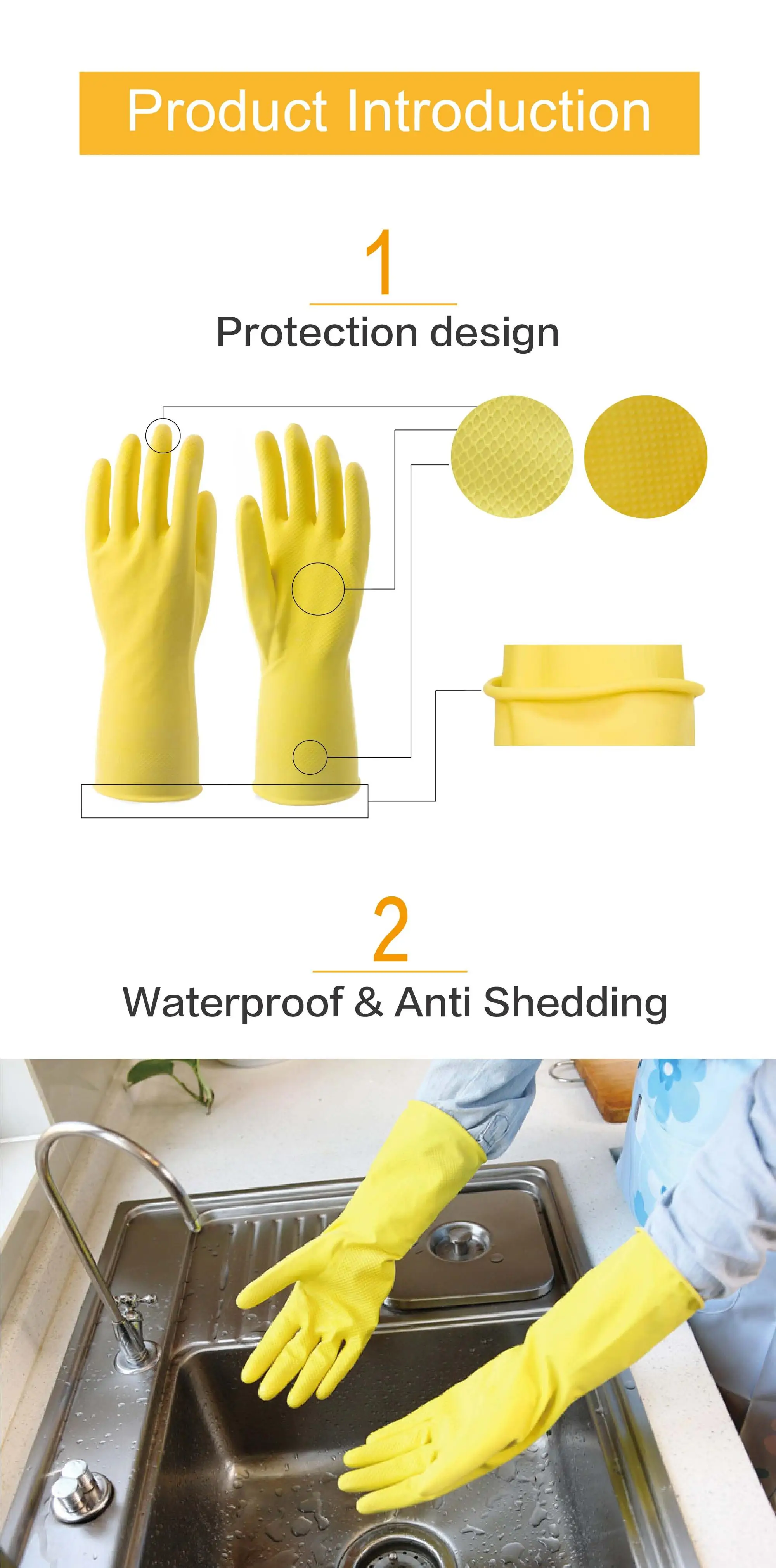 Household Washing Waterproof Cleaning Rubber Gloves