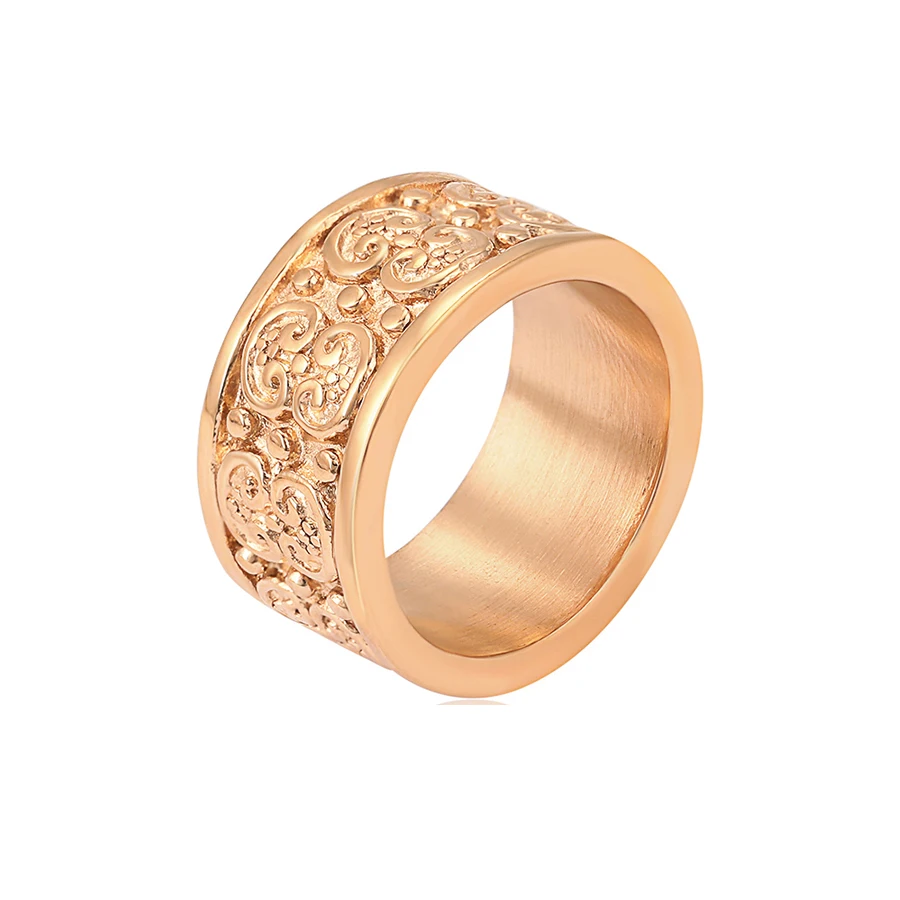 

15999 xuping 18K gold color middle pattern stainless steel ring
