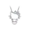 White Pearl Cat Hello Kitty Element Catwomen Silver Pendant