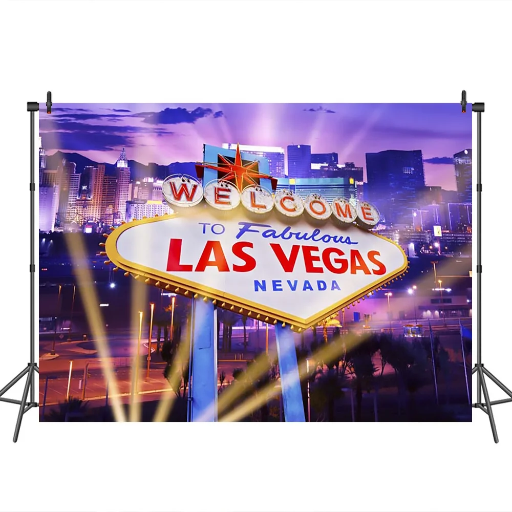 

Las Vegas Theme Photography Backdrop Casino City Party Style Photo Background, Customized