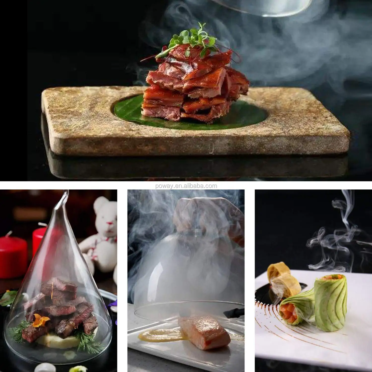 
Poway Portable Mini Smoke Machine 2*AA 3V Battery 1.2W Food Smoking Gun for Home Cooking and Outdoor BBQ (Silver) 