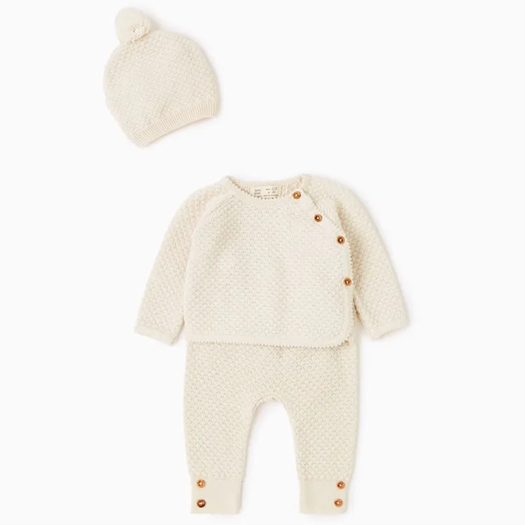 

China Manufacturer knitted 100% cotton infant baby clothing sets