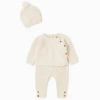 

China Manufacturer knitted 100% cotton infant baby clothing sets
