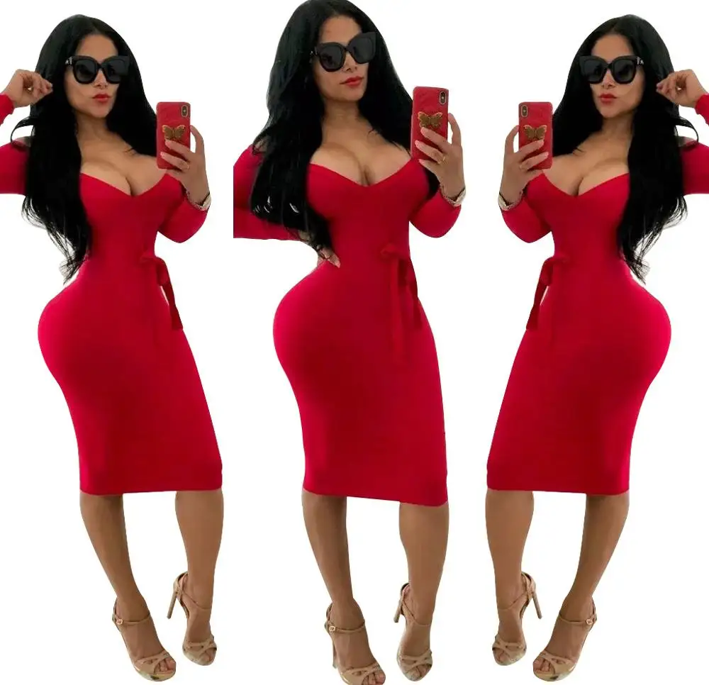 

fashion women clothing 2019 cloths dress woman sexy red bodycon dress