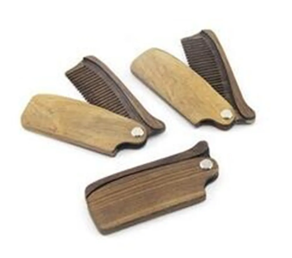

QS brand good quality custom foldable beard trimmer shaping tool wooden beard comb, As the picture