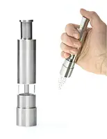 

Premium Brushed Stainless Steel Manual Sea Salt and Spice Mill Shakers Set with Adjustable Coarseness Salt and Pepper Grinder
