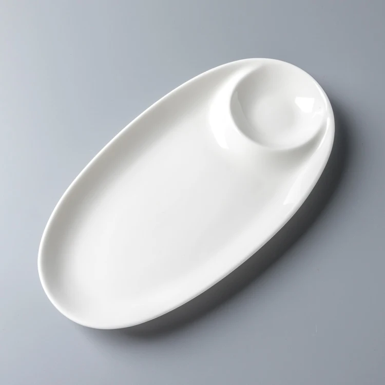 Chaoda High Quality 11-14 inch oval plates with sauce dish turkish ceramic plates dishes divided dinner plates ceramic