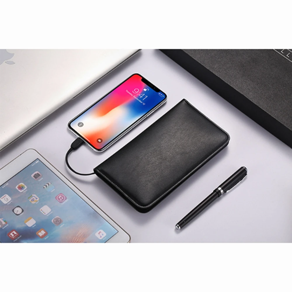 6800mah Pu Leather Portable Phone Charger Power Bank Wireless Wallet