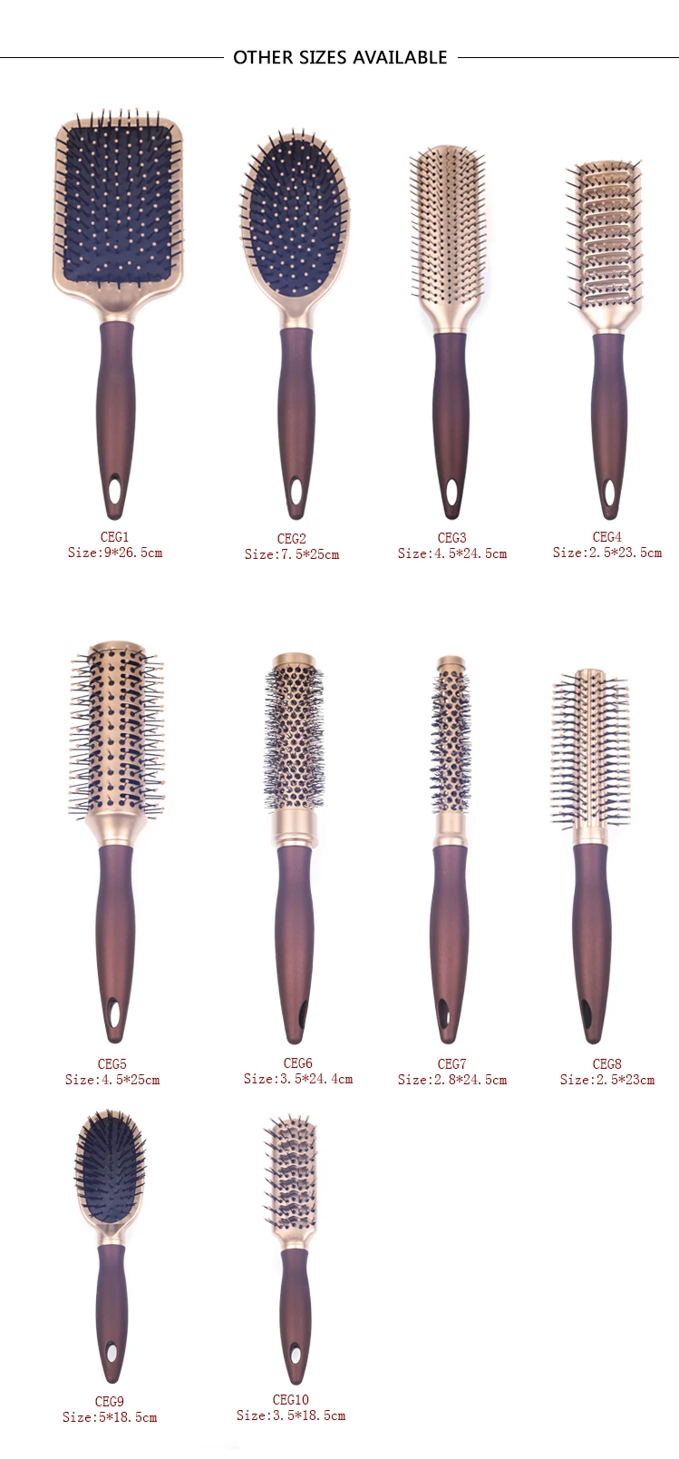 EUREKA 9557SCEG-BR Mini Paddle Cushion Hair Brush for All Hair Types Ball-Tip Nylon Pins Anti-Slide Handle Hairbrush