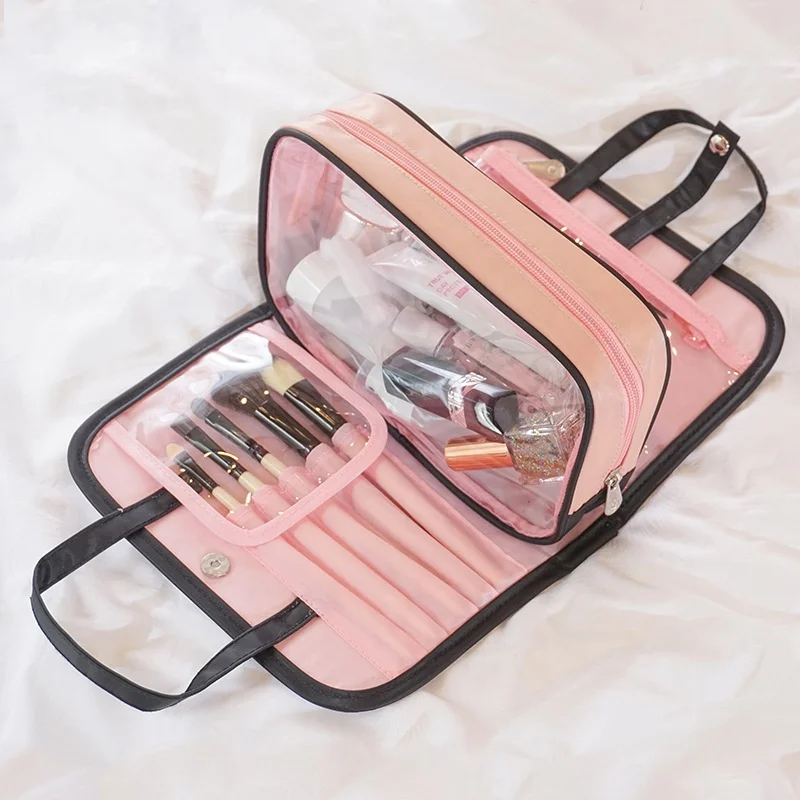 

Large Capacity Portable Travel Organizer Bag Multi Function 2-in-1 Washbag Cosmetic Bag, Pink,yellow ,red,blue