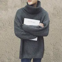 

2018 winter cheap roll turtle neck men casual pullover sweaters teen boys knit jumpers