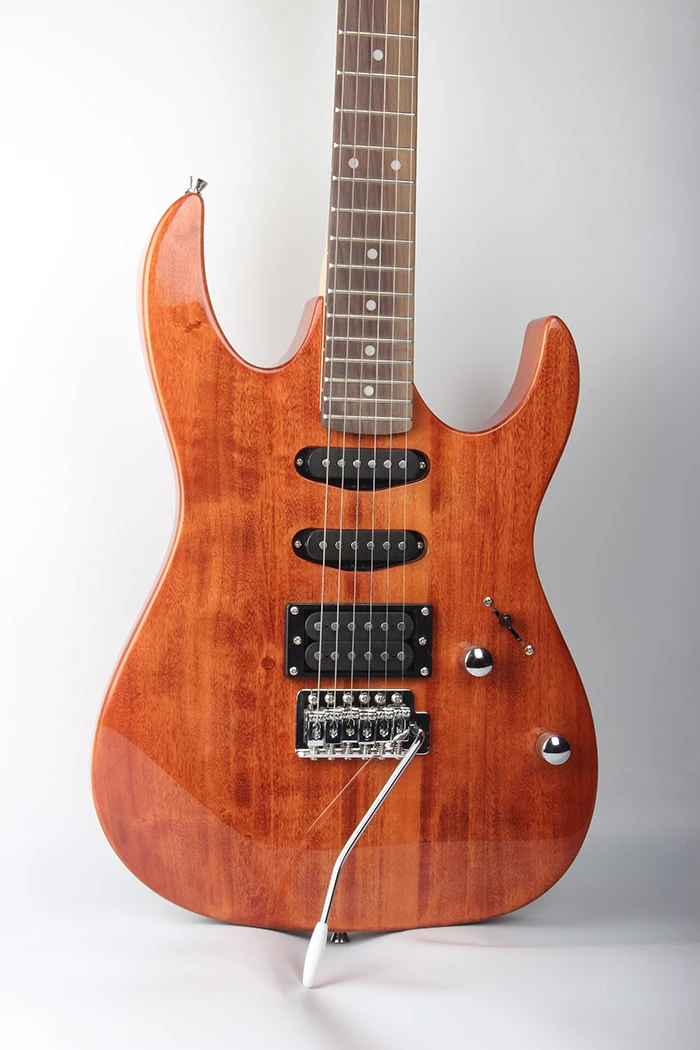 广州一件厂直销桃花心木身体 oem 电吉他与 tremolo