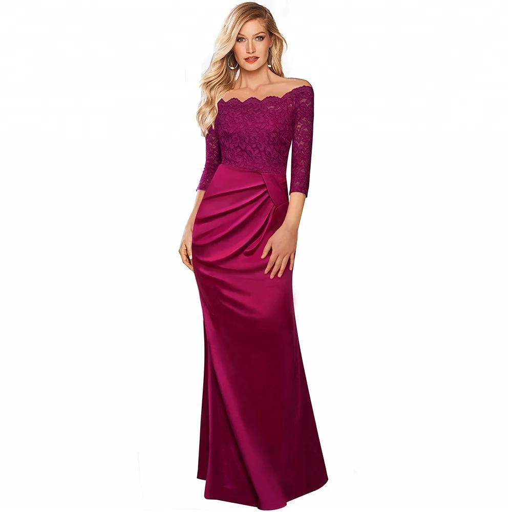

Lady Vintage Mother Of The Bride Lace Long Maxi Bridesmaid Evening Dress, Customized