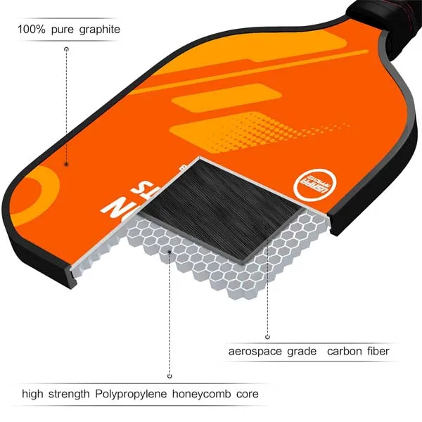 

2019 New sport carbon fiber with pp honeycomb Customized orange Pickleball Paddle, Customized color