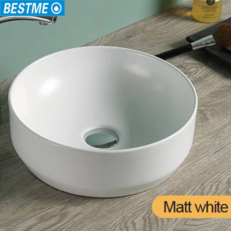 Self-cleaning glaze ceramic on-top washing basin for bathroom vanity