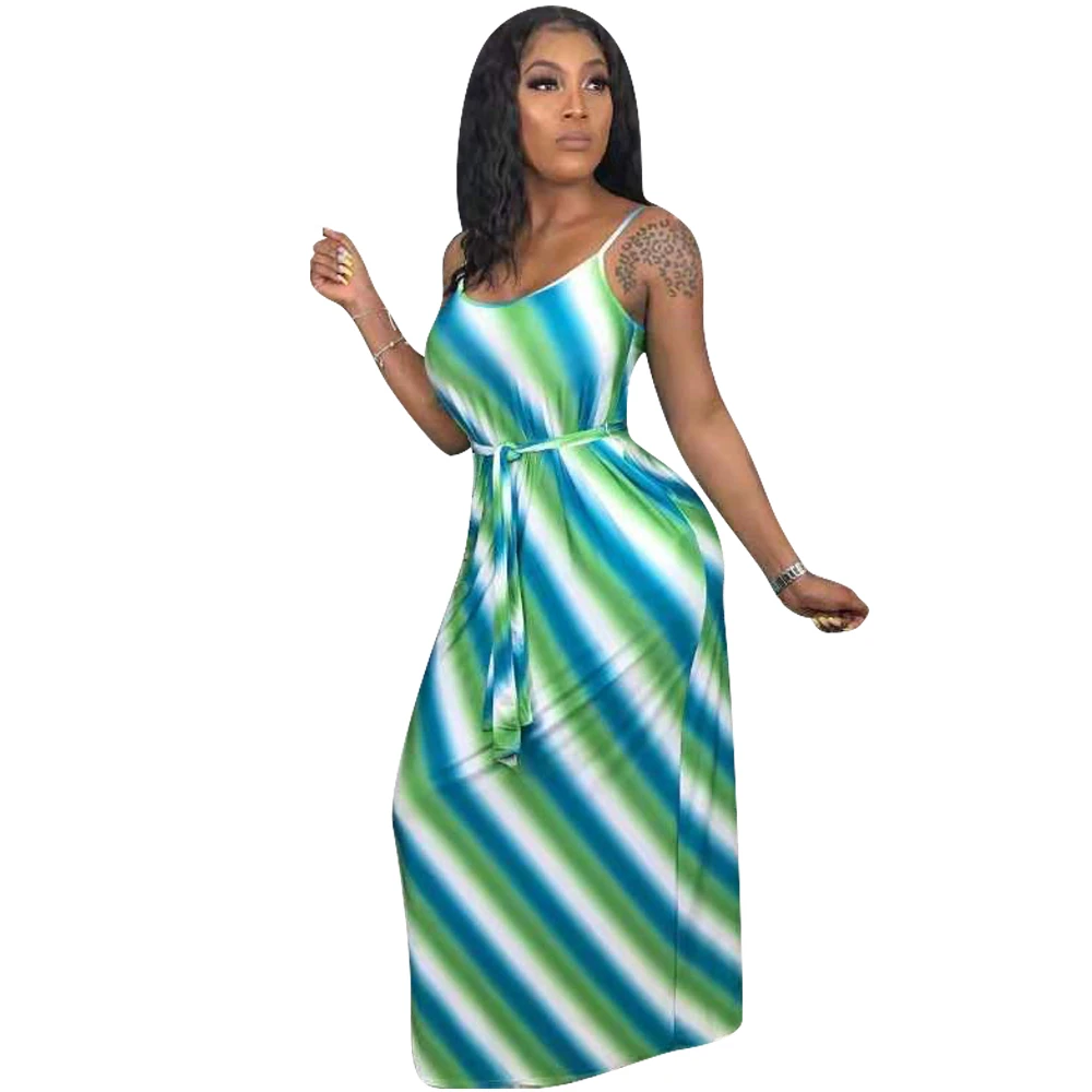 

Wholesales Casual Printed Straps Maxi Dress