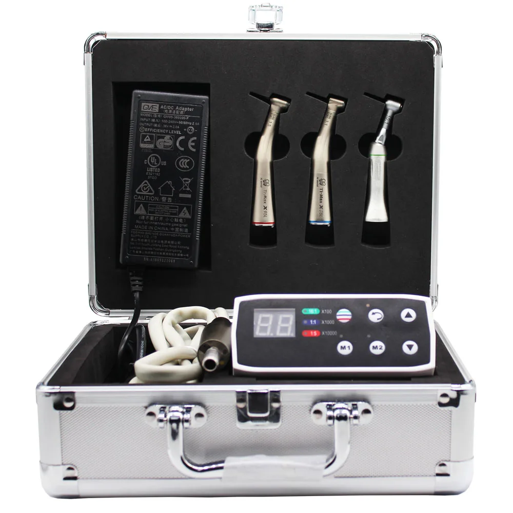 

contra angle bur electric micromotor kit with low speed 10:1 handpiece 1:5 contra angle 1:1 dental hand piece electric, Red+bule+green