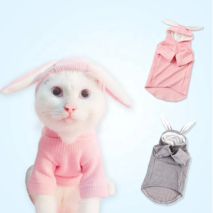 

Pet Dog Clothes Small Dogs Rabbit Ear Hooded Dress Up Dog Coat Jacket Costume