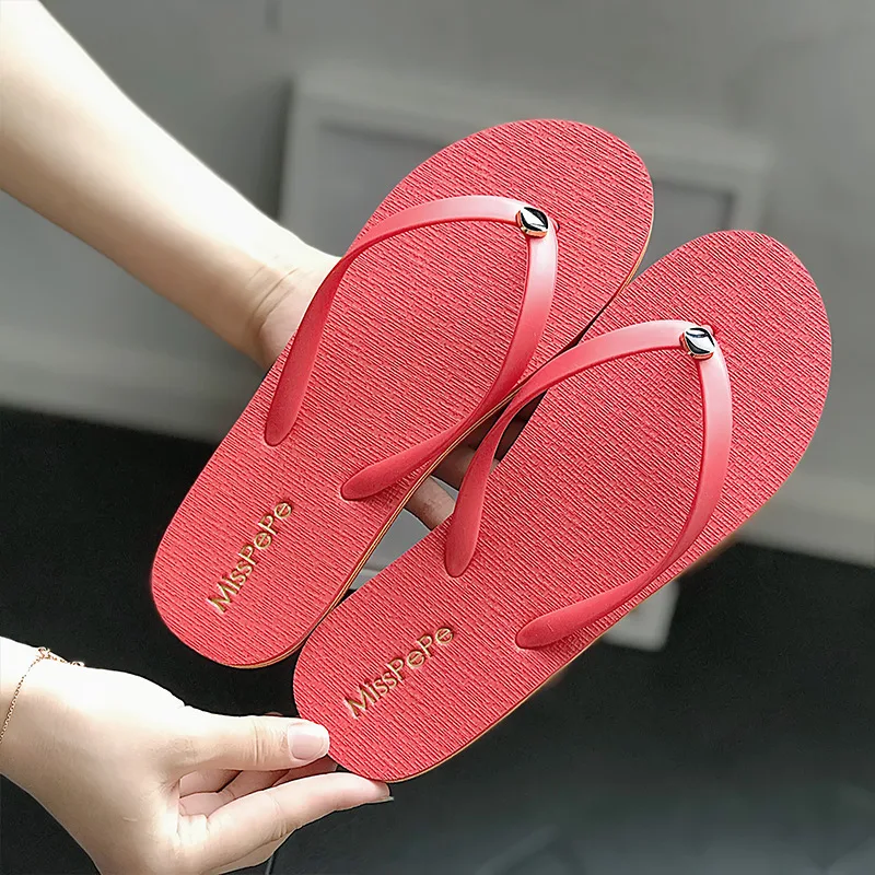 

Women's Slippers Beach Summer Casual Flip Flops Sandals Red