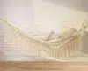 Outdoor Portable White Color Hammock Single Cotton Polyester Hammock with Fringe