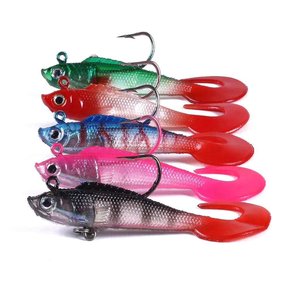 Wholesale 7cm/9g  Soft Lure Artificial Bait  Lead Head Jig Wobblers Plastic Fishing Lure