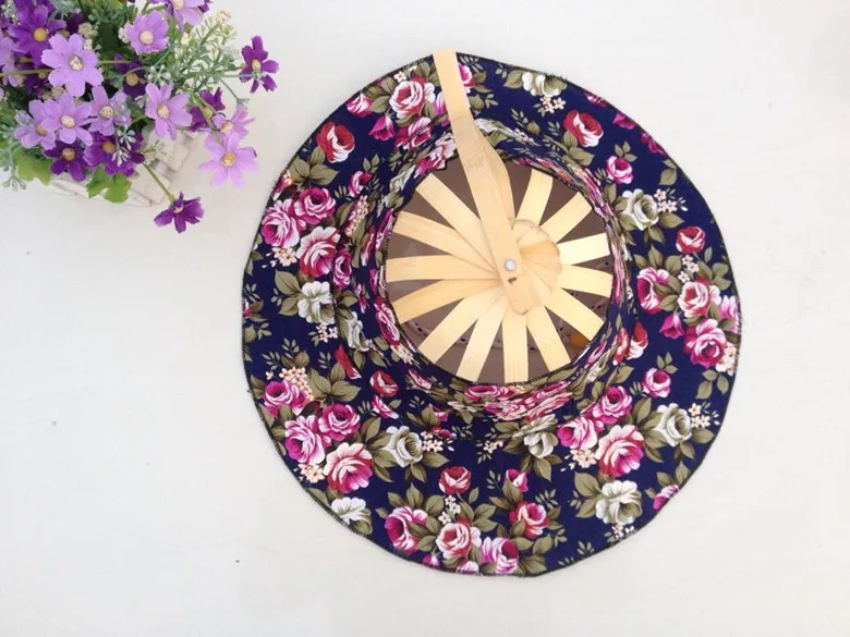 Folding Fan Foldable Bamboo Hat And Fan,Summer Beach Foldable Hat Fan,2