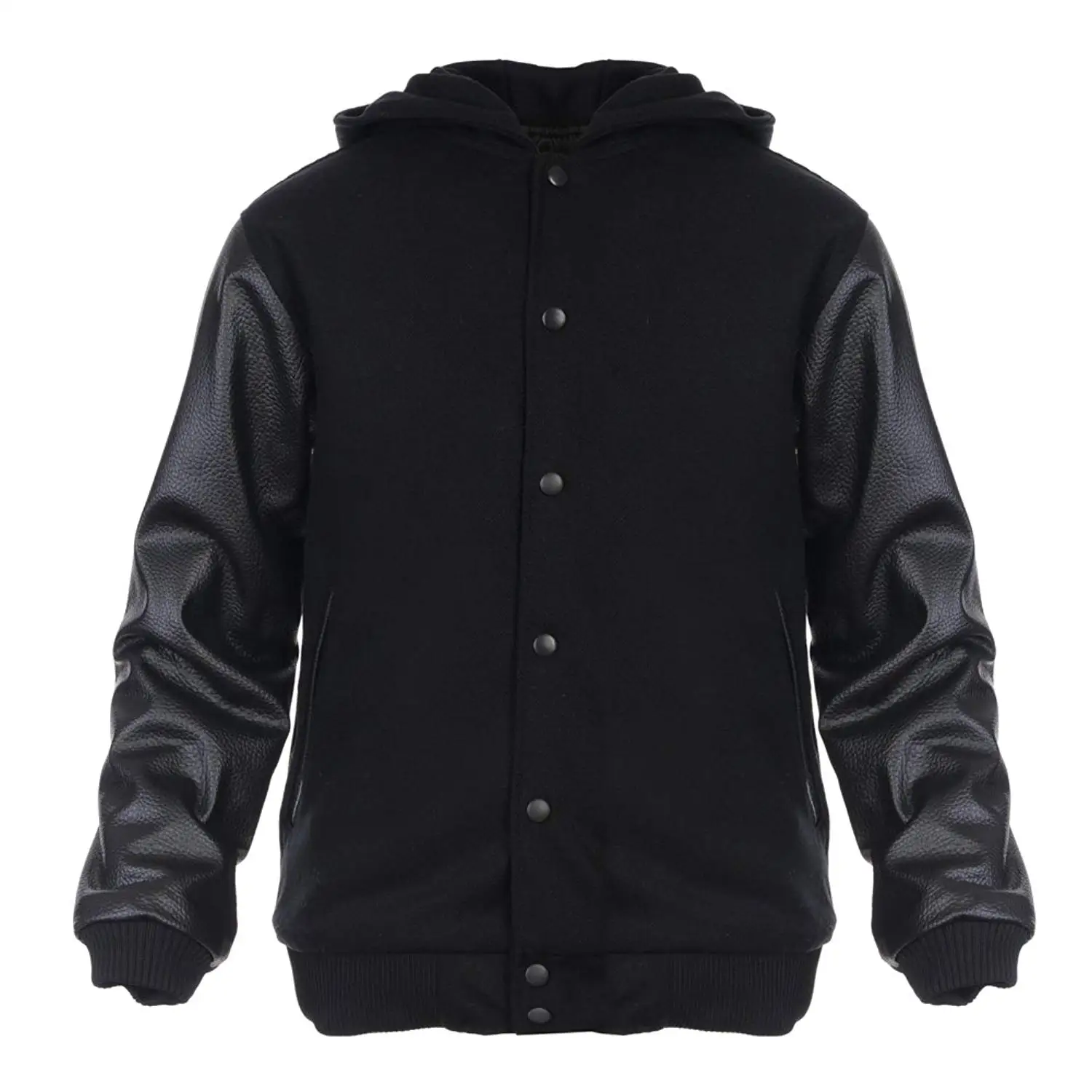 Cheap Black Leather Jacket With Grey Hoodie, find Black Leather Jacket