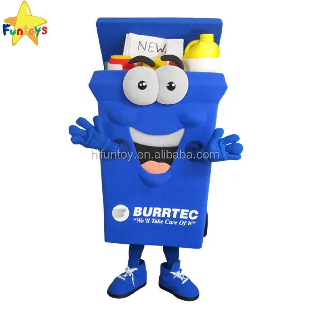Funtoys CE Özelleştirilmiş Atık Yönetimi çöp kutusu Maskot Kostüm