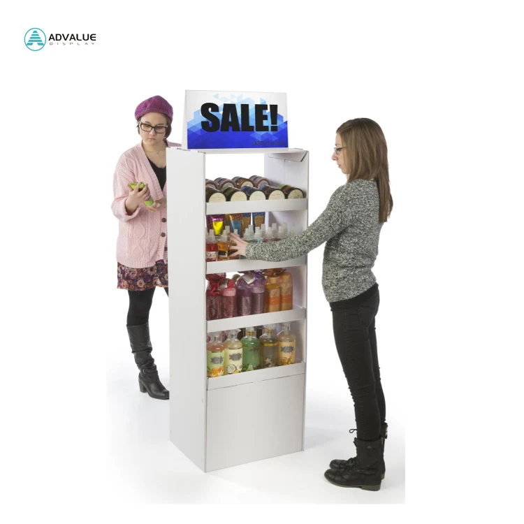 4 Tiers Cosmetic Pop Floor Stand Display Supermarket Shelf Floor