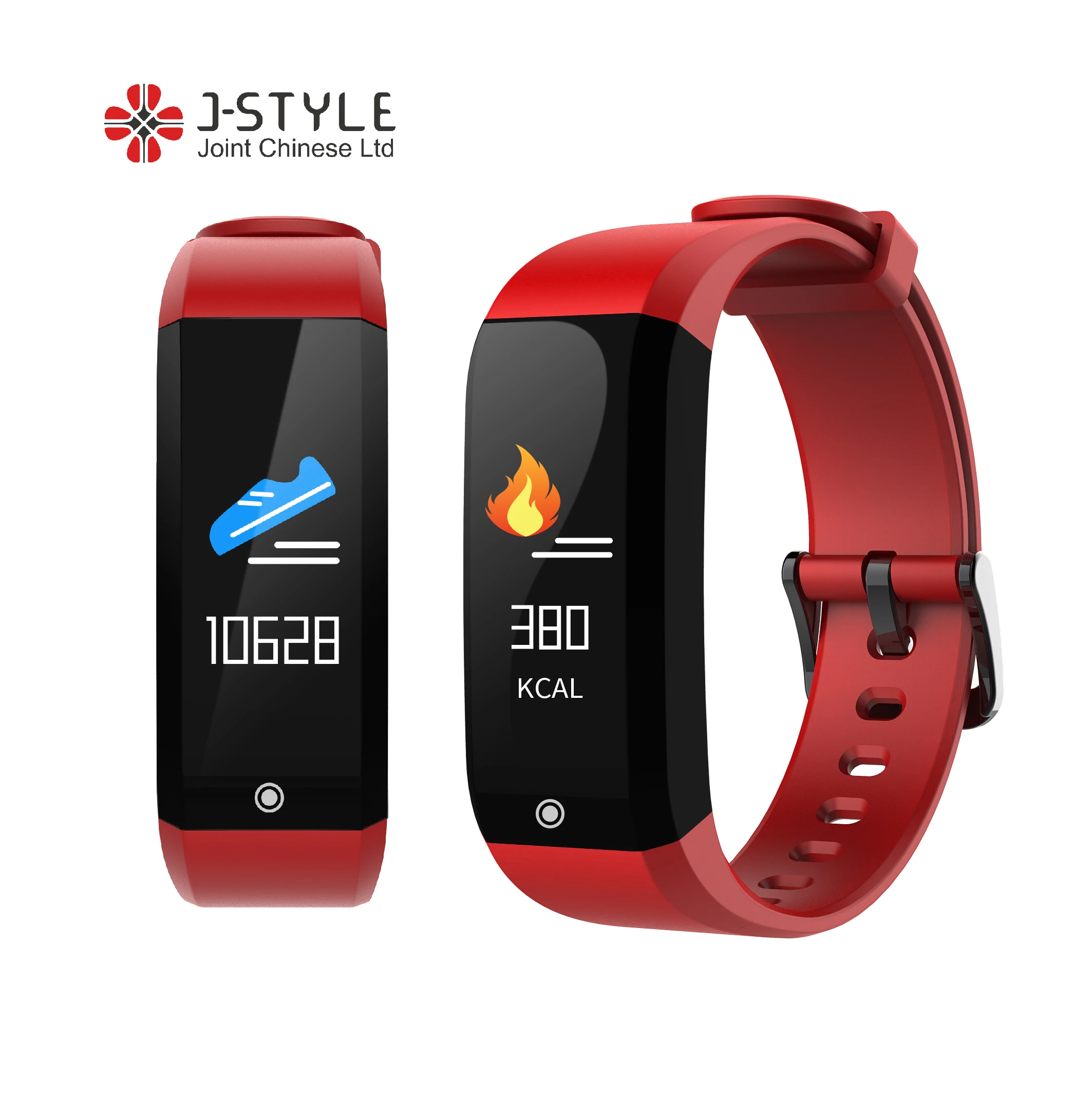 

J-Style 1810 Android iOS Application Supported Dynamic Heart Rate Fitness Tracker Smart Watch with Color Display, Black, red, slate, or oem color