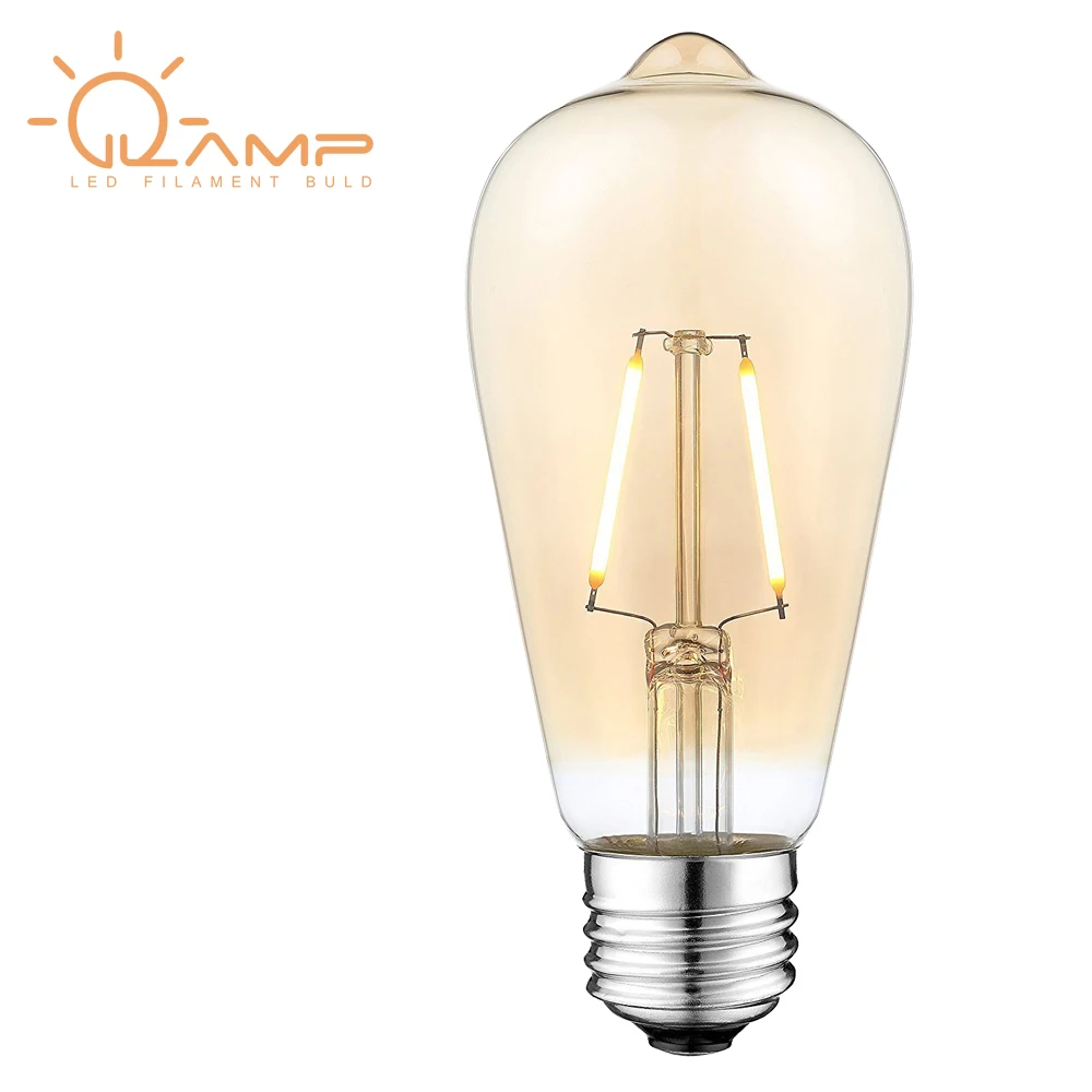 ST58 LED Edison Bulb 2W Vintage Ambience Amber 2200K E26 Medium base