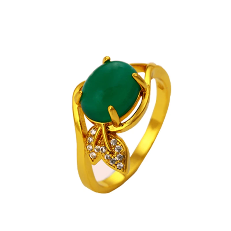 

xuping costume jewelry dubai 24K gold plating malay jade ring for women