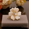 Unique Crystal Rhinestone Ring Jewelry Small Fresh Milk White Resin Flower Ring Personality Hipster Index Finger Rings