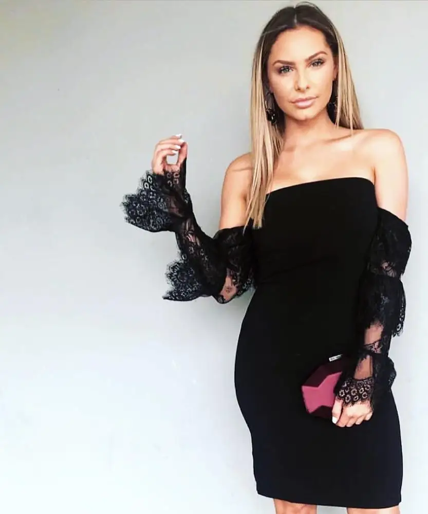 

New Autumn Wholesale Off The Shoulder Black White Elegant Birthday Party Bandage Dresses 2018 Sexy, Shown