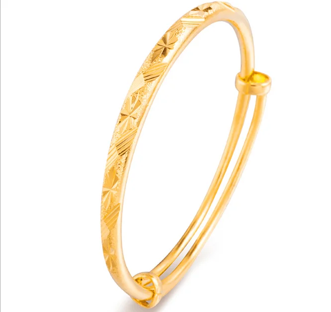 

Wholesale imitation gold Vietnam smooth round brass starry sand gold bangle