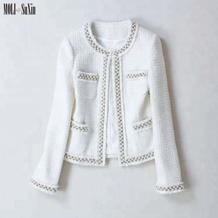 

MOLI Womens Tops Fashion Casual wool Long Sleeve Jacket, White