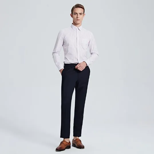 

Custom made comfortable formal long sleeve made to measure shirts for men 100% cotton, Purple stripes