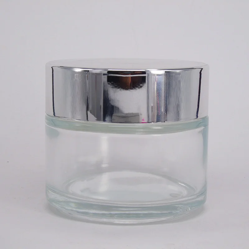 30g 50g Clear Frosted Glass Cream Jar Container With Metal Lip Buy