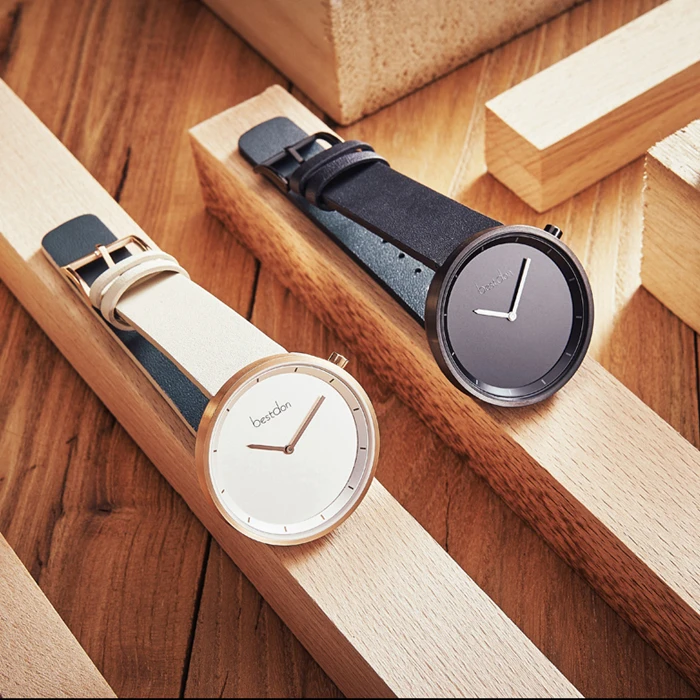 

Minimalist vogue style genuine leather stainless steel men watch