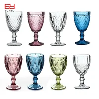 

Embossed Vintage colored goblet Water and soft drink glasses wine glass