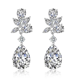 RAKOL E2196 dangle silver earring water drop zircon brass cz stud earring