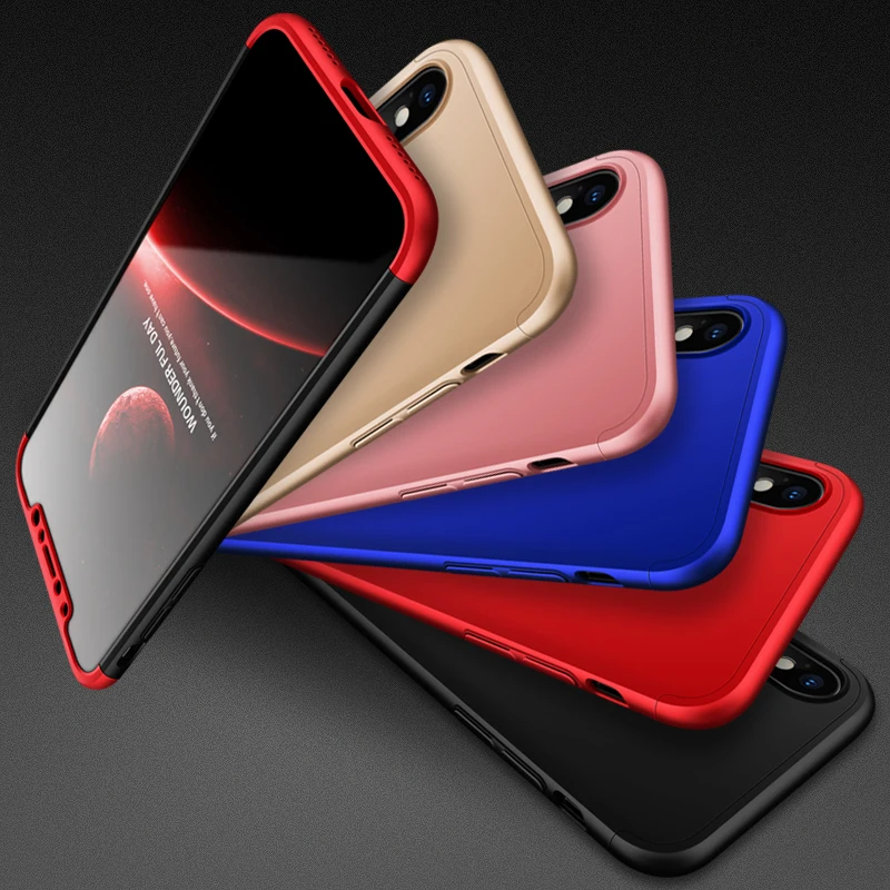 2018 hot sell 360 cover Removable 3in1 Hard PC Shield Back Cover Case for iPhone X phone cases