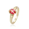14532 latest gold ring designs for girls, ruby stone round shape 14K gold plated ring