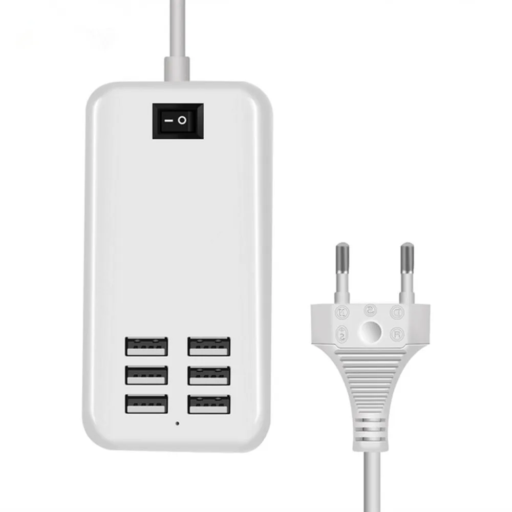 

Universal Portable Power Outlet 5V 6A Multi 6 Port USB Travel Adapter Desktop Wall Charger for iphone, White