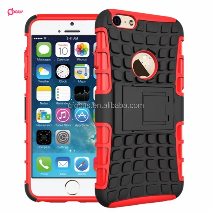 Wholesale phone cases Rubber oil paint PC TPU Hybrid case with kickstand for iphone 6 case