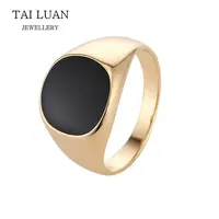 

Gold Smooth High Polished Biker Black Oil Drip Mens Signet Seal Ring