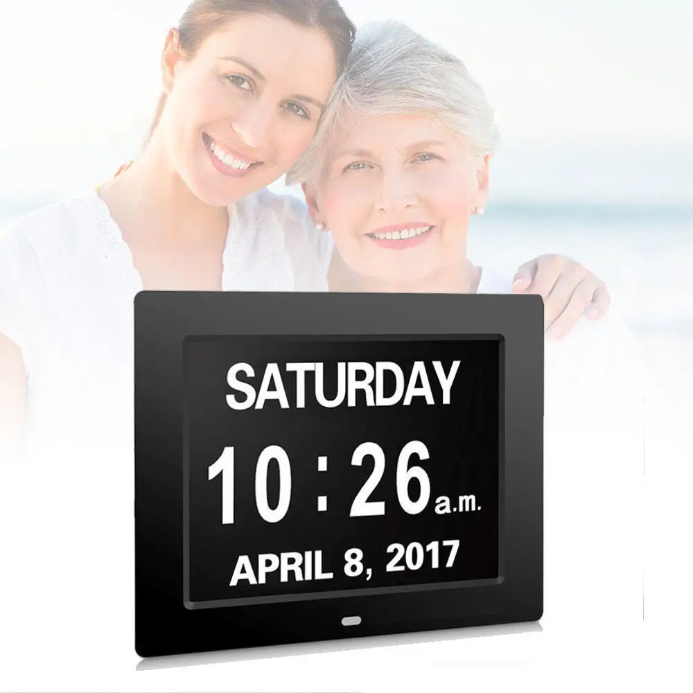 8" Digital Calendar Day Clock For Vision Impaired,Big Screen Calendar