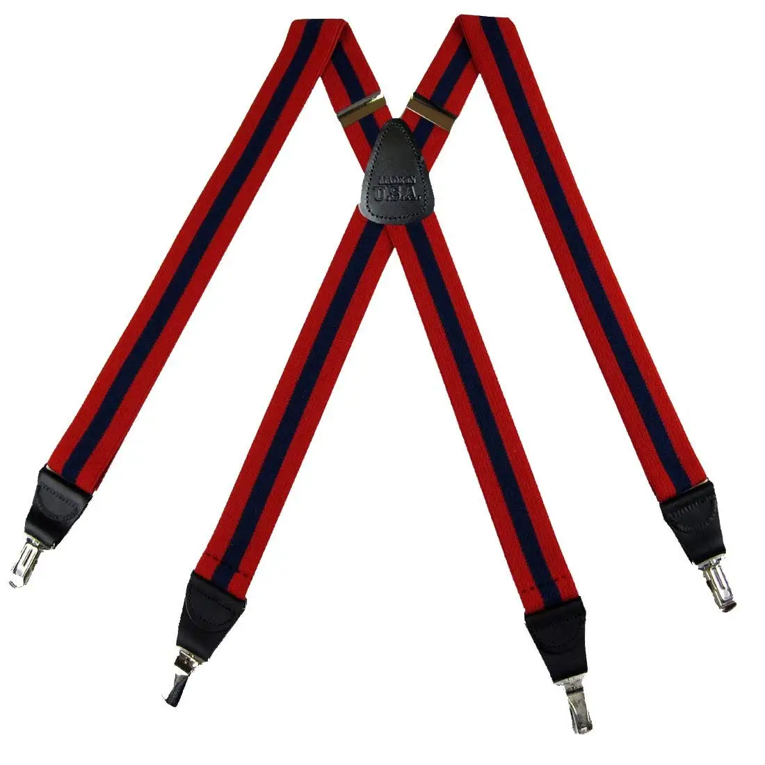 Navy Mens Solid Suspenders for pants trousers Made in the USA